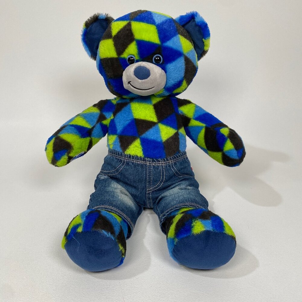 Build-A-Bear 18" "Gamer" Minecraft Style Plush with Jeans Outfit - Colorful Bear